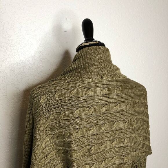 Ralph Lauren bronze brown cable knit linen cocoon open front cardigan size Small - Picture 10 of 14